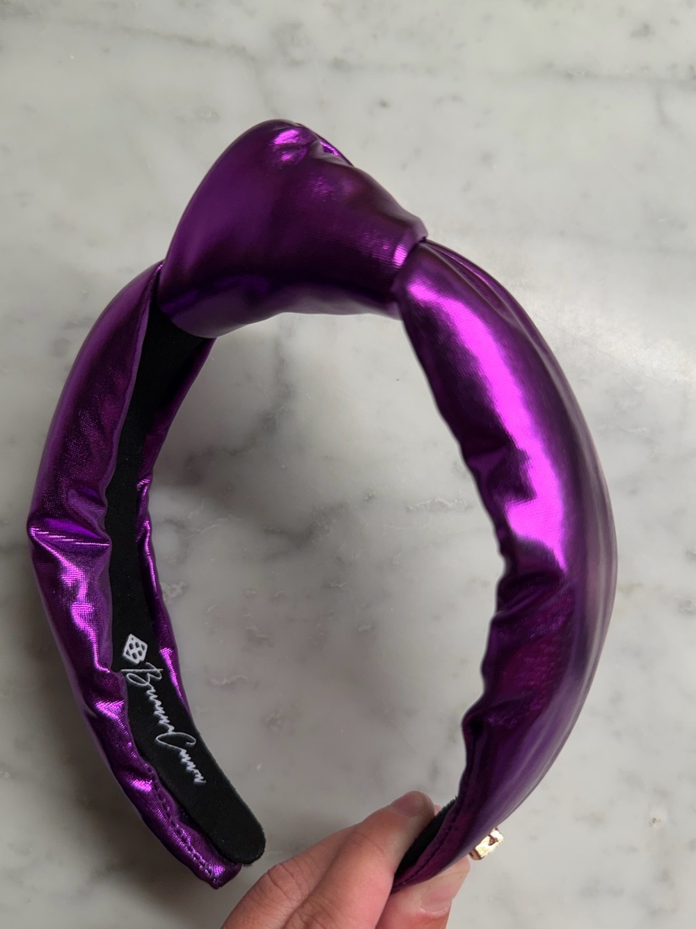 Brianna Cannon Metallic Purple Knotted Headband | Like New
